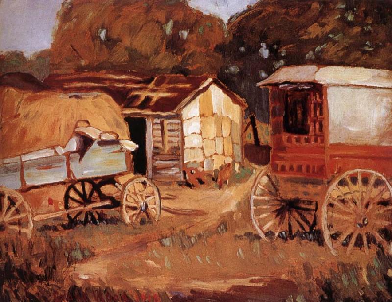 Grant Wood Carriage Business oil painting image